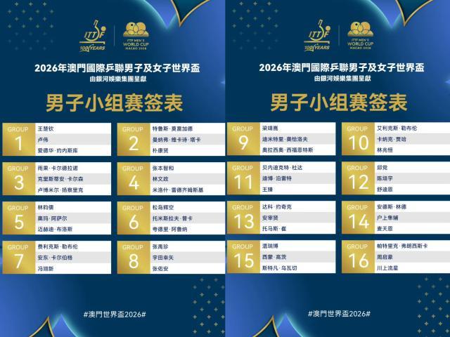 世界杯高清平台-世界杯男单抽签:王楚钦之外无人有把握小组出线